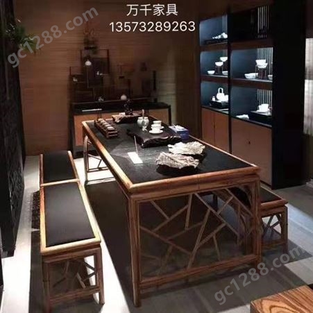 实木茶椅茶桌 新中式大板桌 原木大板桌 批发零售