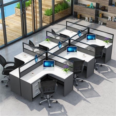 浙美家具生产职员办公桌 屏风卡位办公桌 电脑桌椅组合4人位 员工隔断桌
