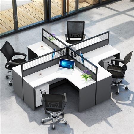 浙美家具生产职员办公桌 屏风卡位办公桌 电脑桌椅组合4人位 员工隔断桌