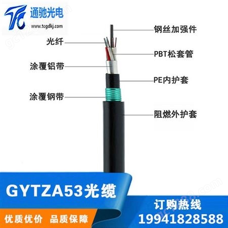 GYTZA53-6B1单模光纤6芯非金属地埋光缆 TCGD/通驰光电 低烟无卤阻燃护套 耐高温抗压力