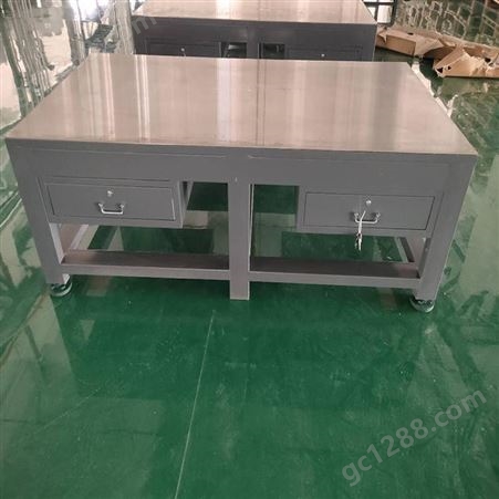 创优生产双层坚固耐用模具作业台，钢板+电木板模具保养桌，钢材焊接工作台