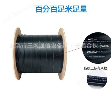 三网通信蝶形皮线光缆电信级FTTH光纤线缆室外单模黑色2芯3钢丝