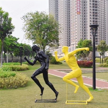 定制玻璃钢雕塑广场公园运动跑步骑车户外人物个性抽象大型摆件