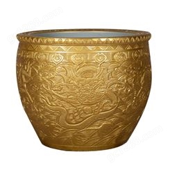 金色陶瓷大缸 室内庭院金色大缸摆件