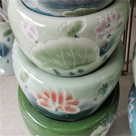 景德镇青花陶瓷风水缸 学校摆件陶瓷风水缸供应 亮丽陶瓷