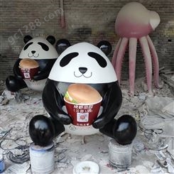 玻璃钢大熊猫摆件 卡通大熊猫雕塑餐厅门口装饰摆件