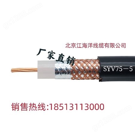 视频线SYV75-5铜芯铜网摄像头连接线同轴模拟国标无氧铜监控线