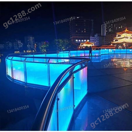 城市公园发光玻璃栏河 广场LED灯发光夹胶玻璃护栏围栏 玻璃栏杆