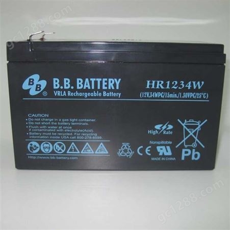 HR1234WBB蓄电池HR1234W 12V9AH 12V34W免维护UPS内置电瓶阀控式应急电源