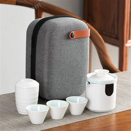 日式简约陶瓷一壶二杯冲茶器 创意茶杯茶具套装 旅行便携快客杯定制