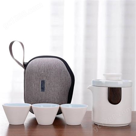 日式简约陶瓷一壶二杯冲茶器 创意茶杯茶具套装 旅行便携快客杯定制