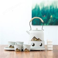 远山釉画彩陶瓷茶具套装 家用禅意日式简约茶具套装 送人礼品