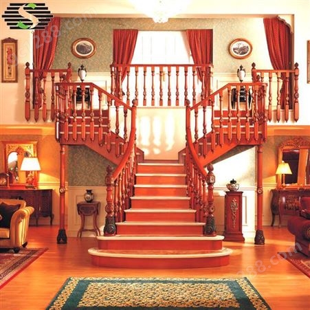 专业设计制作各种现代欧式中式风格室内旋转楼梯 森雕木业柚木楼梯 办公室楼梯