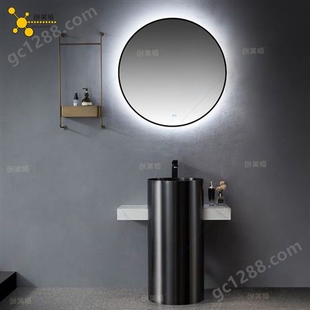 不锈钢圆镜北欧浴室镜 电镀黄铜色洗手间镜子定做