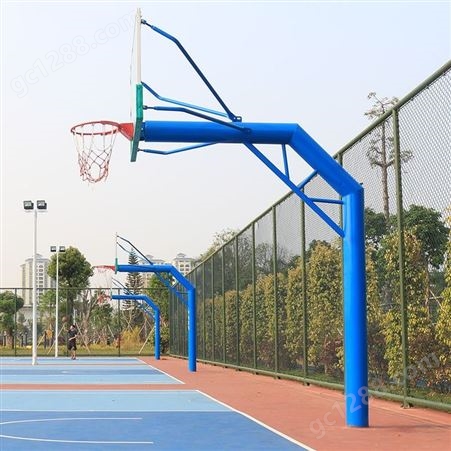 河源方管固定式篮球架 圆管独臂地埋篮球架 更换篮圈篮板