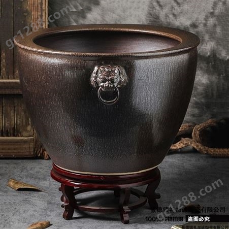 定制陶瓷金鱼缸直径1.5m 荷花碗莲睡莲盆工厂可加图案